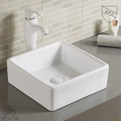 正方形の磁器の流しの小さいステッカーの浴室の洗浄白い手洗面器
