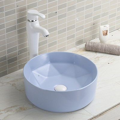 カウンター トップの浴室の流しの傷抵抗力がある青い円形の洗浄手洗面器を汚しなさい