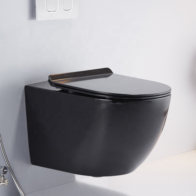 一つのアメリカ標準的な壁によって掛けられる洗面所のマットの黒WCの柔らかく近い座席